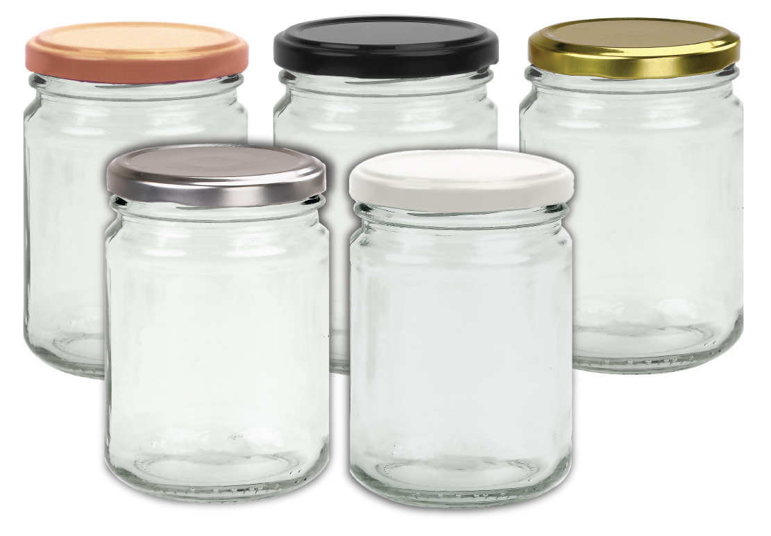 Round Glass Jars 240ml Jar with metal lid