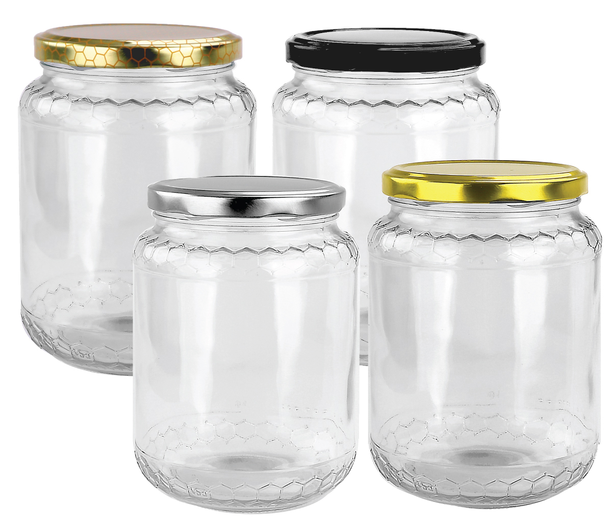 Round Glass Honey Jars 750ml / 1kg Glass Jar with Lids