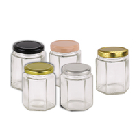 Glass Jar 280ml Hex Glass Jars with Lids