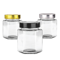 Hexagonal Glass Jars - 380ml / 500gm - Jar with Tall Lid