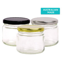 Round Glass Jars - 300ml with Lids Australian Made