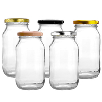 Round Australian Made Glass Jar - 500ml size - with Gold, Black, Silver, Nude or Pattern Lid