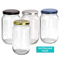 Round Glass Jar -750ml  Australian Made Glass Jar with Lid