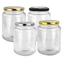 Round Glass Honey Jars - 750ml / 1kg - Honeycomb - Glass Jar with Lids