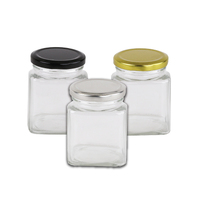Square Glass Jar 200ml Glass Jars with Lid Black, Gold or Silver