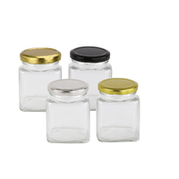 Square Glass Jar 220ml - SECONDS - Glass Jars with Lid Black, Gold, Honey Comb pattern or Silver