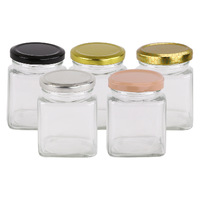Square Glass Jar 280ml Glass Jars with Lid Options - Black, Gold, Nude or Silver