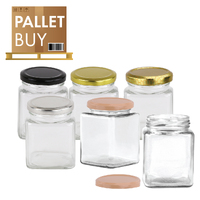 Pallet of 2,288 Square Glass Jars - 380ml / 500gm size - with Lids. GST Incl.