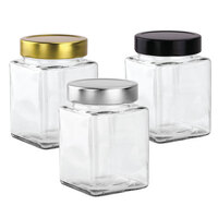 Square Glass Jars - 380ml - Jar with Tall Lid