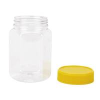 Plastic Honey Jar 360ml/500gm Hexagonal Yellow Lid, Food Grade - Carton 228pcs Jar &amp; Lids - Bulk Buy
