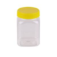 Plastic Honey Jar - 360ml/500gm Square Yellow Lid  Food Grade, Carton 210 pcs, Jars &amp; Lids