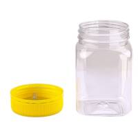 Plastic Honey Jar 360ml/500gm Square &amp; Anti-Theft Yellow Lid, Food Grade, Carton 210 pcs, Jars &amp; Lids