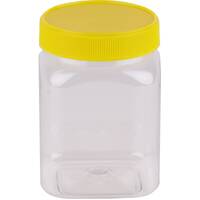 Carton of 120pc Honey Jars 720ml/1kg Square Yellow Lid
