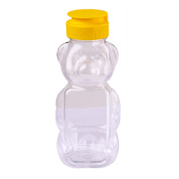 Carton of 200 x 250ml/350gm Clear Plastic Squeeze Bear  Honey Bottle - Yellow lid